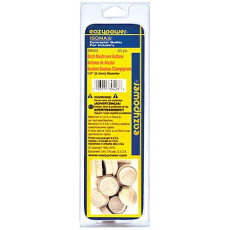 Eazypower 39423 0.5 in. Mushroom Shaped Plug, 20PK EA572972